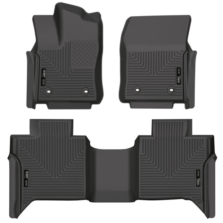 Husky Liners 2022 Toyota Tundra WeatherBeater CC CrewMax Front & 2nd Seat Floor Liner - Blk - Bull Strap