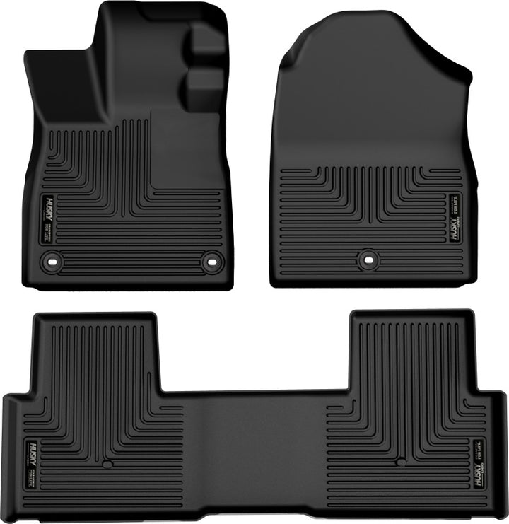 Husky Liners 2023 Honda Pilot Weatherbeater Black Front & 2nd Seat Floor Liners - Bull Strap