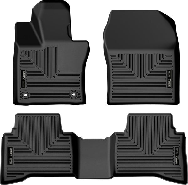 Husky Liners 2023 Toyota Prius Weatherbeater Black Front & 2nd Seat Floor Liners - Bull Strap