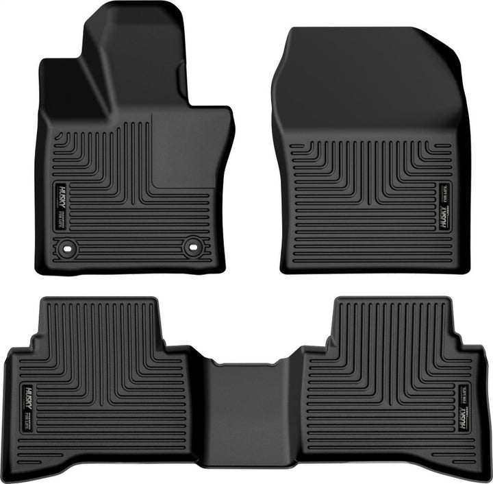 Husky Liners 2023 Toyota Prius Weatherbeater Black Front & 2nd Seat Floor Liners - Bull Strap