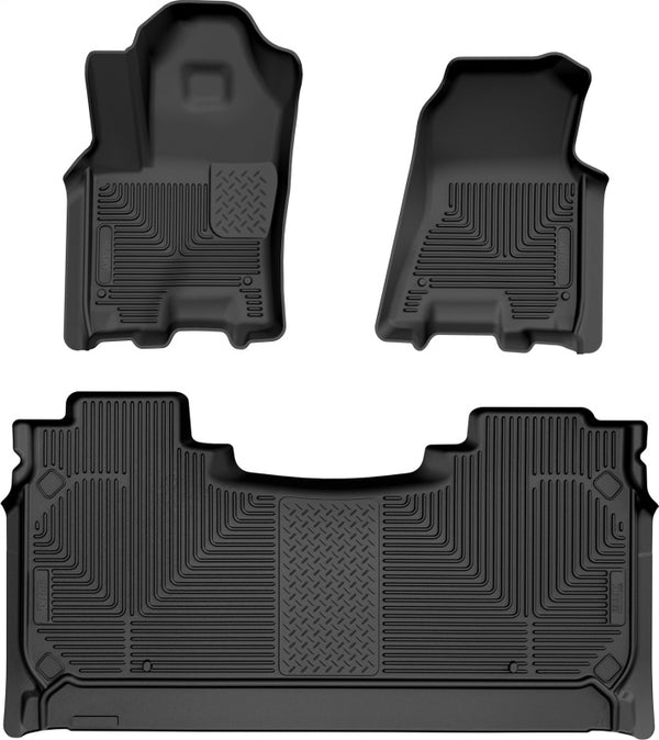 Husky Liners 2025 RAM 1500 CC Weatherbeater Front & 2nd Seat Floorliner (3pc Set) - Blk - Bull Strap