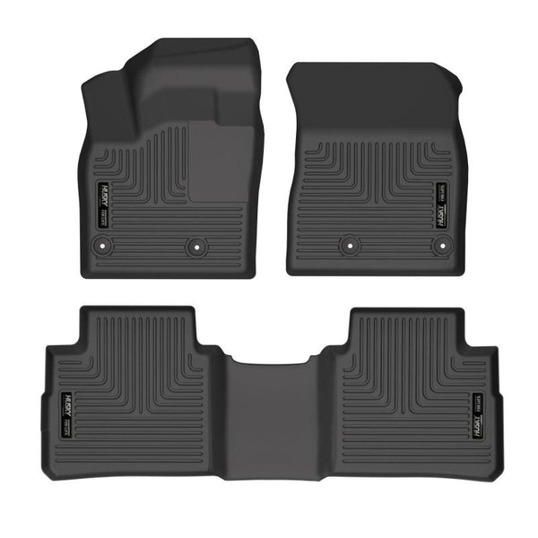 Husky Liners 21-22 Nissan Rogue WeatherBeater Front & 2nd Seat Floor Liners - Black - Bull Strap
