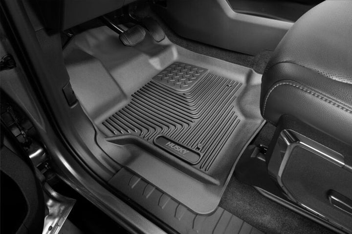 Husky Liners 21-23 Ford F-150 CC SC X-Act Contour Front & Second Row Seat Floor Liners - Black - Bull Strap