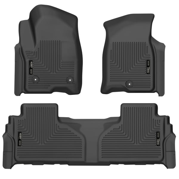 Husky Liners 21-23 Suburban/Tahoe/Yukon/Yukon XL Weatherbeater Front & 2nd Seat Floor Liners - Black - Bull Strap