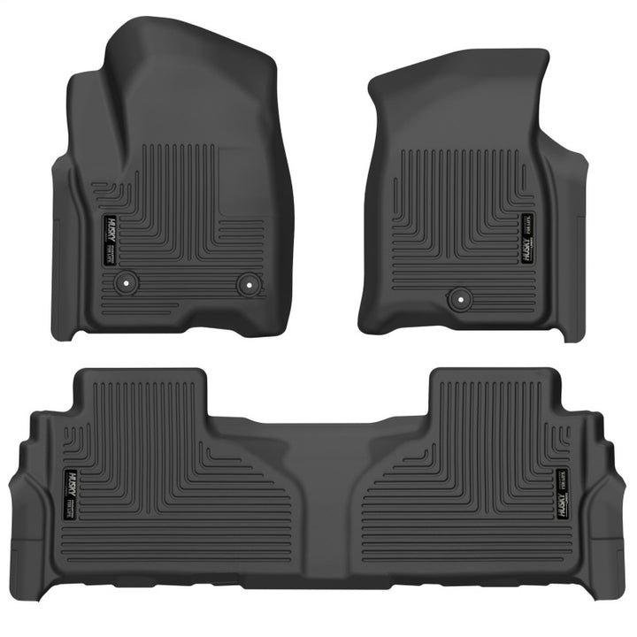 Husky Liners 21-23 Suburban/Tahoe/Yukon/Yukon XL Weatherbeater Front & 2nd Seat Floor Liners - Black - Bull Strap