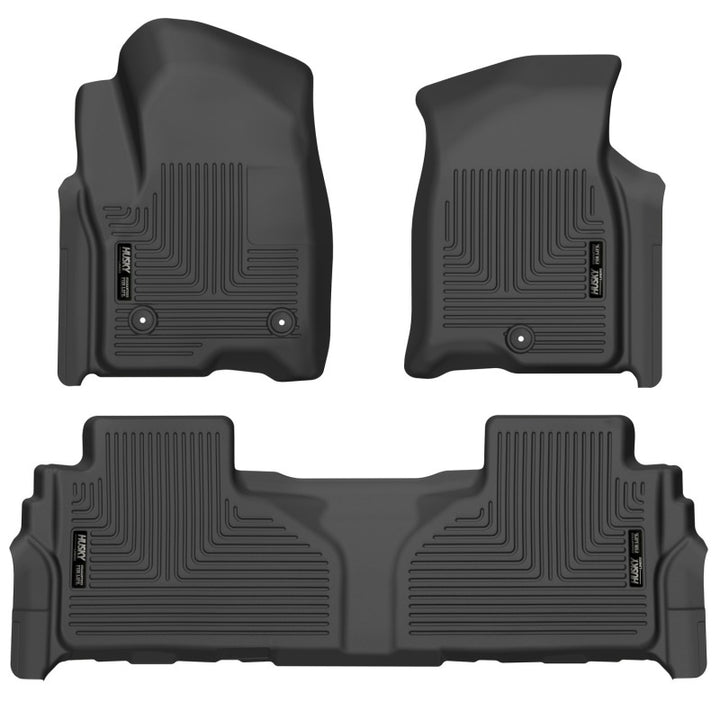 Husky Liners 21-23 Suburban/Tahoe/Yukon/Yukon XL Weatherbeater Front & 2nd Seat Floor Liners - Black - Bull Strap