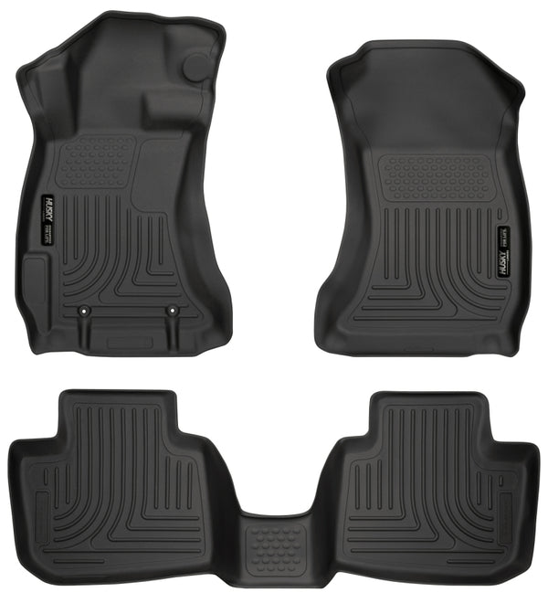 Husky Liners Subaru 12-14 Impreza/2015 WRX/STi WeatherBeater Combo Front&2nd Row Black Floor Liners - Bull Strap