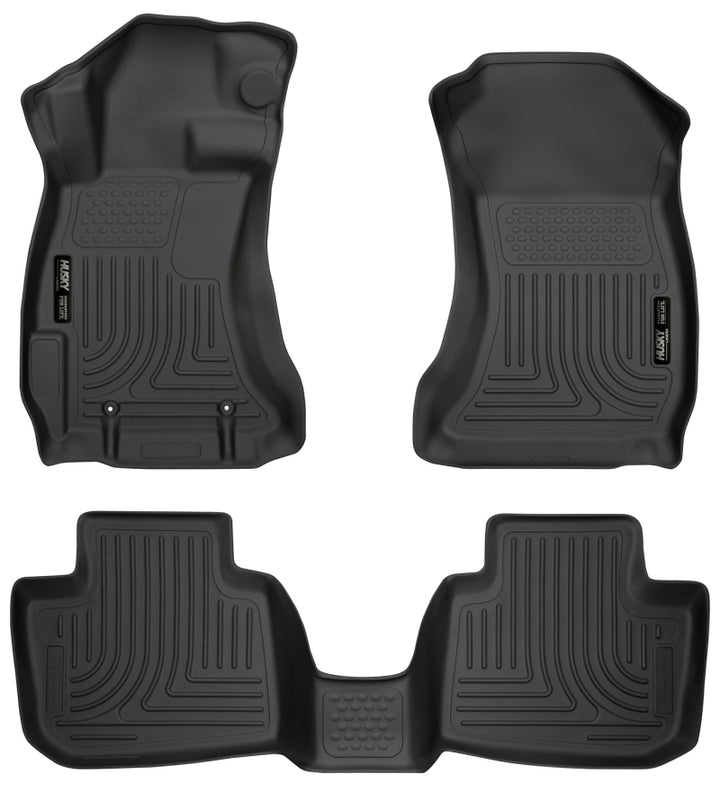 Husky Liners Subaru 12-14 Impreza/2015 WRX/STi WeatherBeater Combo Front&2nd Row Black Floor Liners - Bull Strap