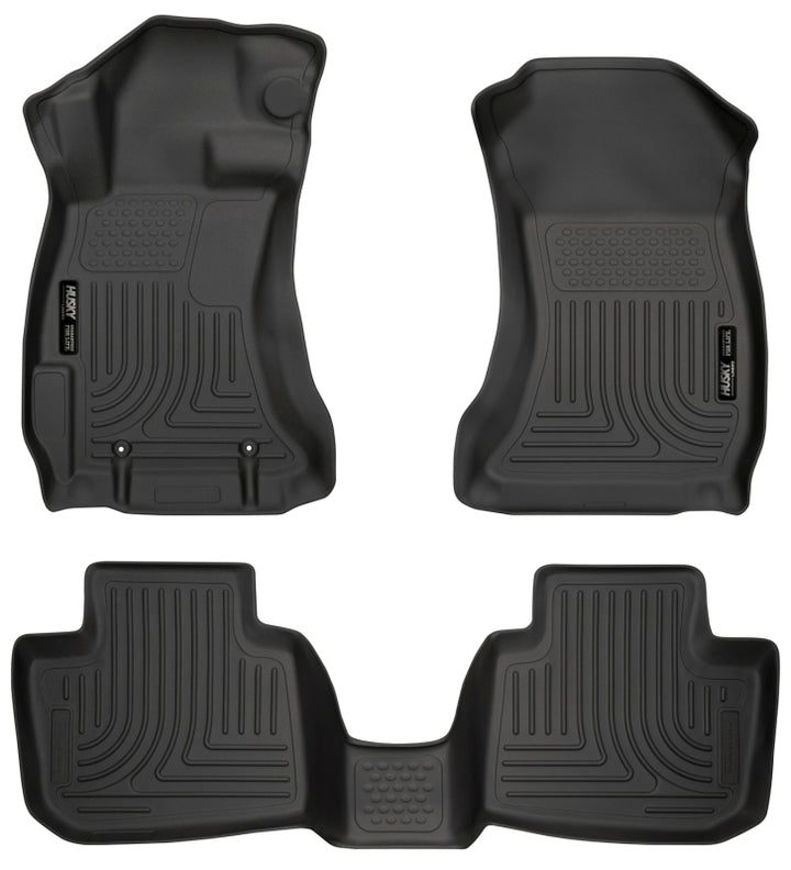 Husky Liners Subaru 12-14 Impreza/2015 WRX/STi WeatherBeater Combo Front&2nd Row Black Floor Liners - Bull Strap