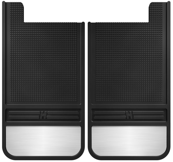 Husky Liners Universal 12in Wide Black Rubber Rear Mud Flaps w/ Weight - Bull Strap
