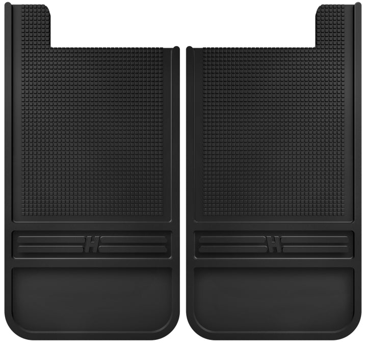 Husky Liners Universal 12in Wide Black Rubber Rear Mud Flaps w/o Weight - Bull Strap