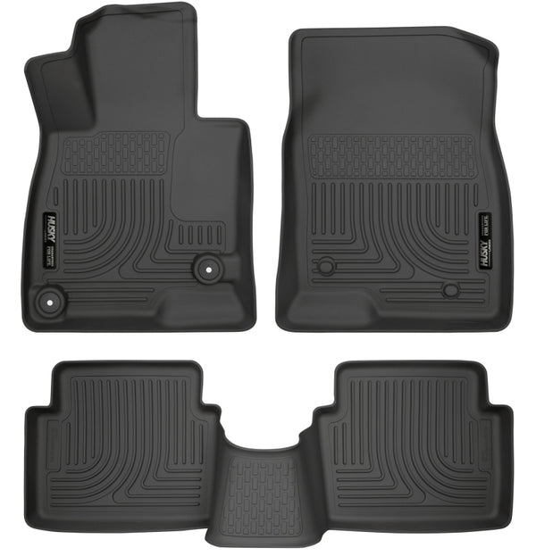 Husky Liners WeatherBeater 14 Mazda 3 Hatch&Sedan Front & Second Row Black Floor Liners - Bull Strap