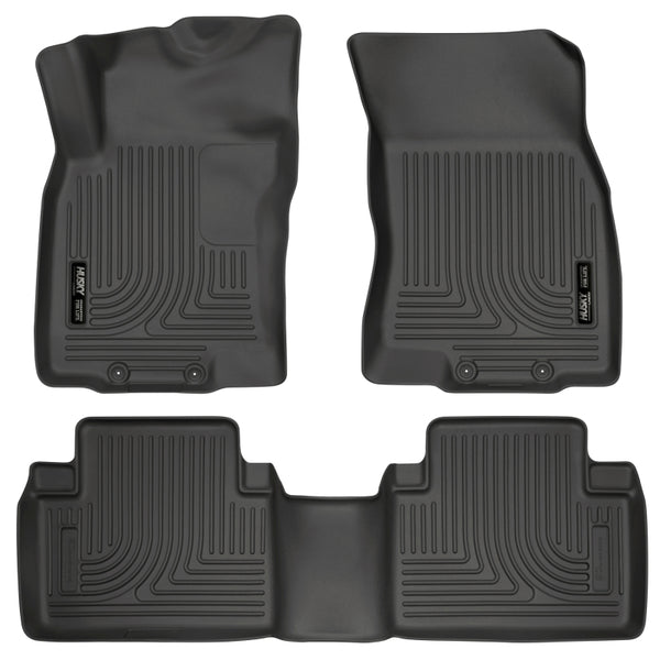 Husky Liners WeatherBeater 14 Nissan Rogue Front & Second Row Black Floor Liners - Bull Strap