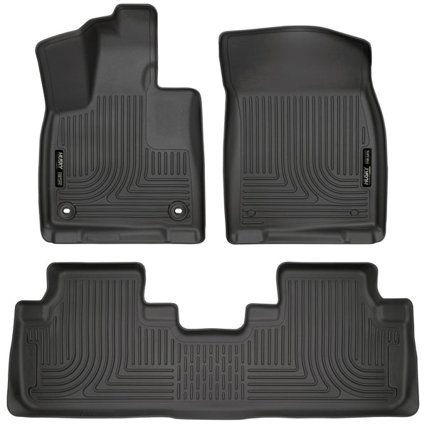 Husky Liners Weatherbeater 16-17 Lexus RX350 / 16-17 RX450H Front & 2nd Seat Floor Liners - Black - Bull Strap