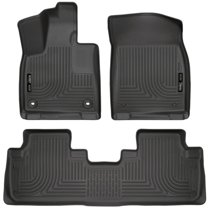 Husky Liners Weatherbeater 16-17 Lexus RX350 / 16-17 RX450H Front & 2nd Seat Floor Liners - Black - Bull Strap