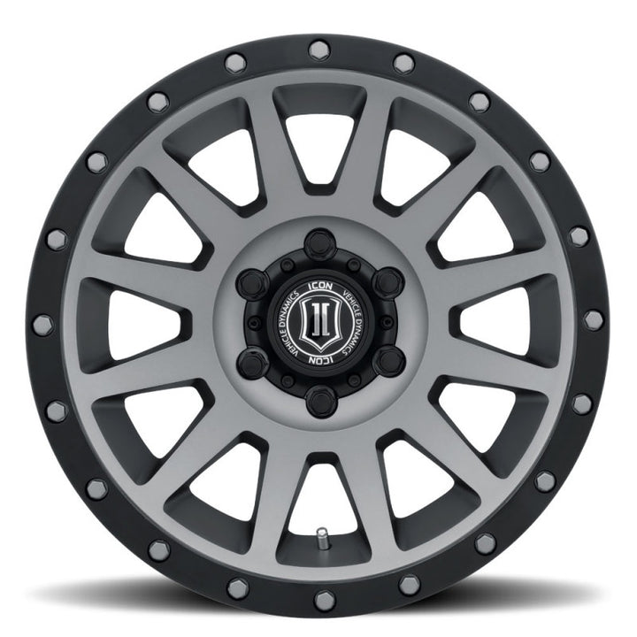 ICON Compression 17x8.5 6x5.5 0mm Offset 4.75in BS 106.1mm Bore Titanium Wheel - Bull Strap
