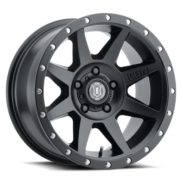 ICON Rebound 17x8.5 5x5.5 0mm Offset 4.75in BS Satin Black Wheel - Bull Strap