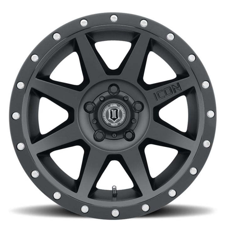 ICON Rebound 17x8.5 5x5.5 0mm Offset 4.75in BS Satin Black Wheel - Bull Strap