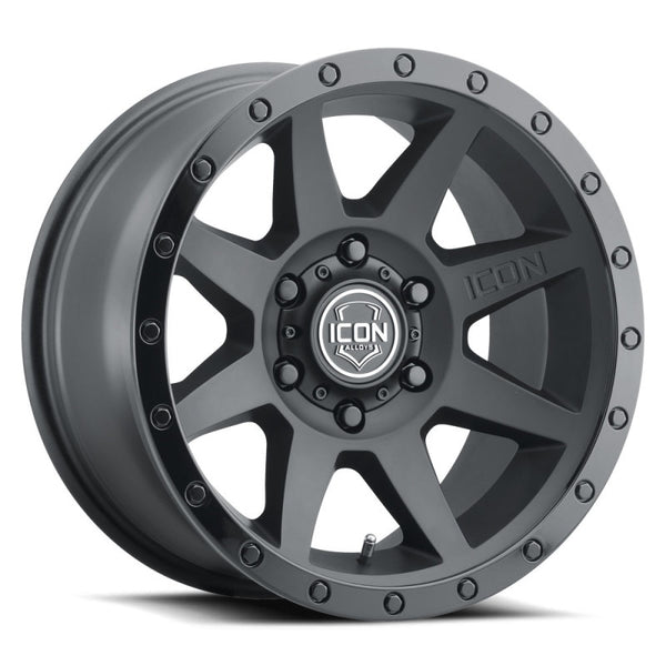 ICON Rebound 17x8.5 5x5 -6mm Offset 4.5in BS 71.5mm Bore Double Black Wheel - Bull Strap