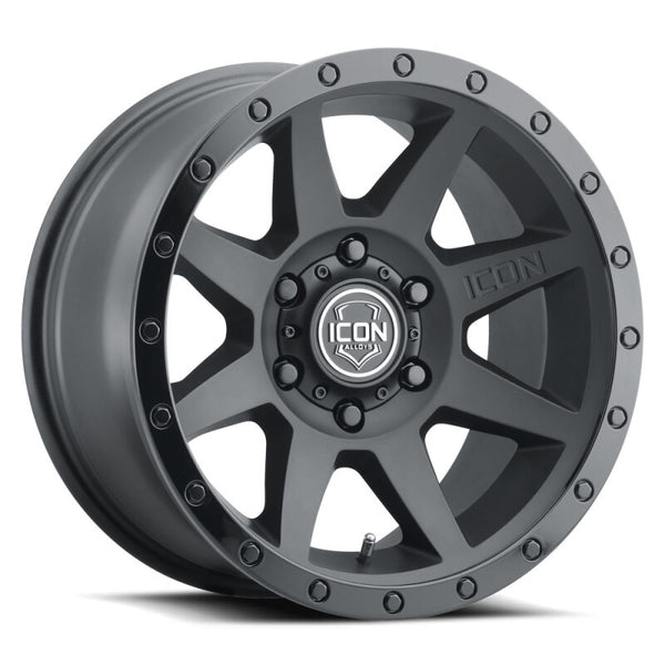 ICON Rebound 18x9 6x135 6mm Offset 5.25in BS 87.1mm Bore Double Black Wheel - Bull Strap