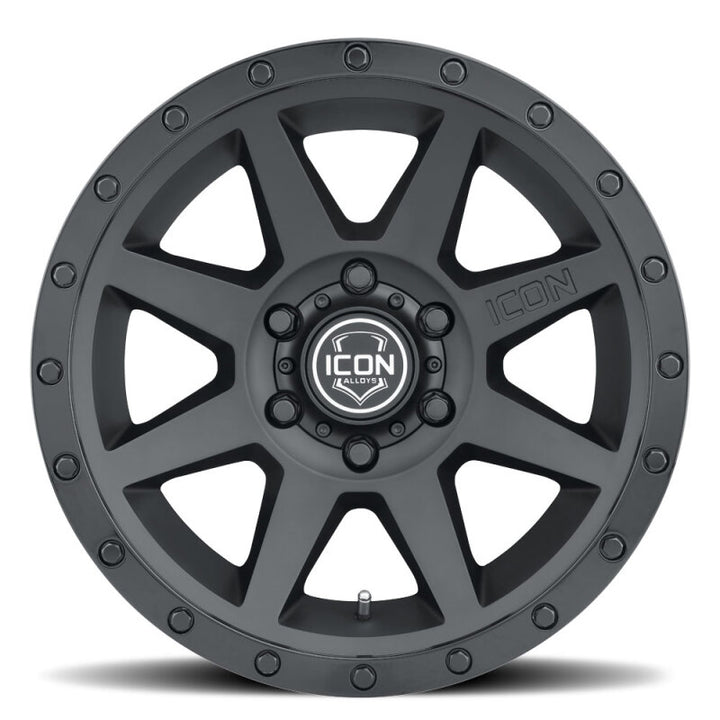 ICON Rebound 18x9 6x135 6mm Offset 5.25in BS 87.1mm Bore Double Black Wheel - Bull Strap