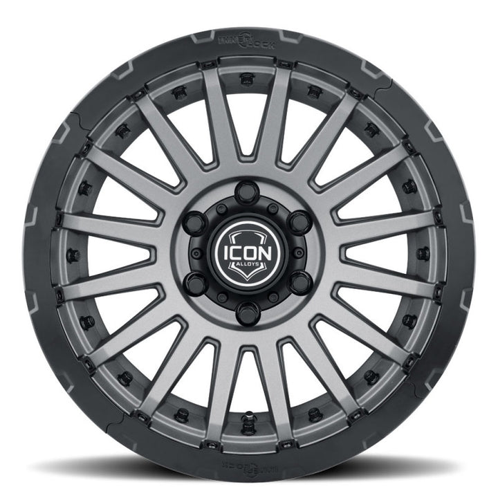 ICON Recon Pro 17x8.5 6x5.5 0mm Offset 4.75in BS 106.1mm Bore Charcoal Wheel - Bull Strap