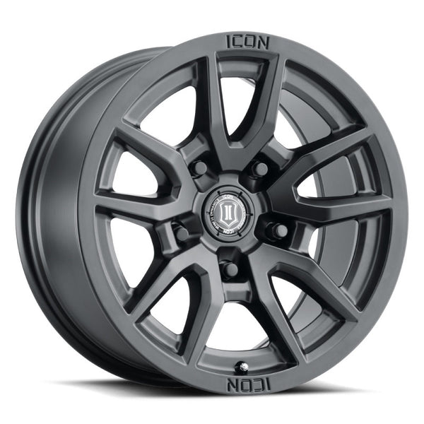 ICON Vector 5 17x8.5 5x150 25mm Offset 5.75in BS 110.1mm Bore Satin Black Wheel - Bull Strap