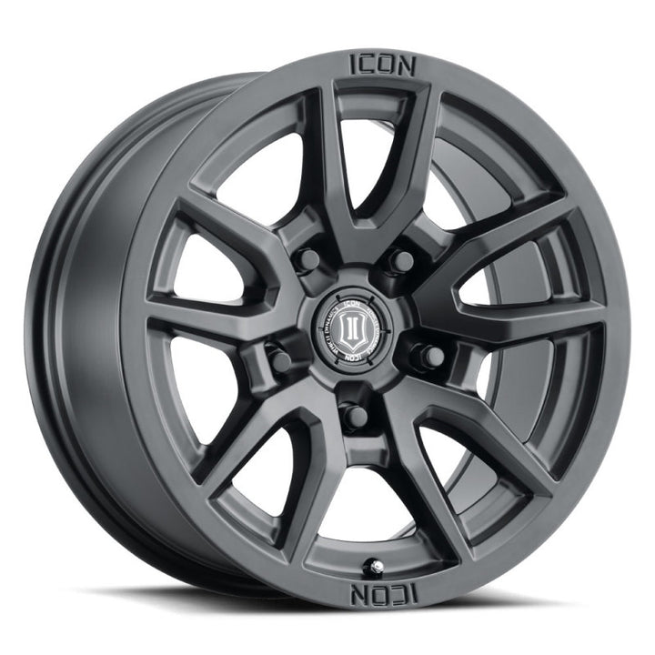 ICON Vector 5 17x8.5 5x150 25mm Offset 5.75in BS 110.1mm Bore Satin Black Wheel - Bull Strap