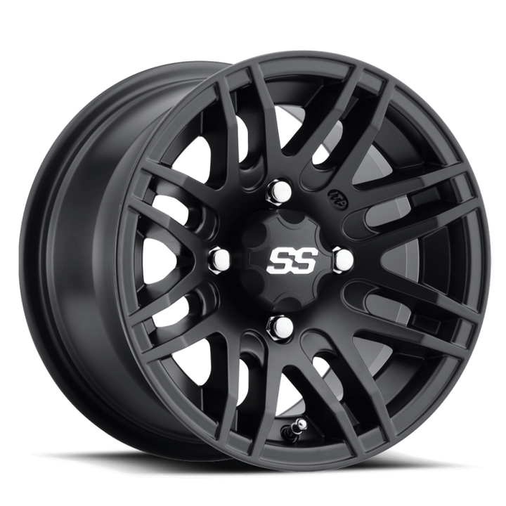 ITP SS 316 12x7 / 4x137 BP / 5+2 Offset Matte Black Wheel - Bull Strap