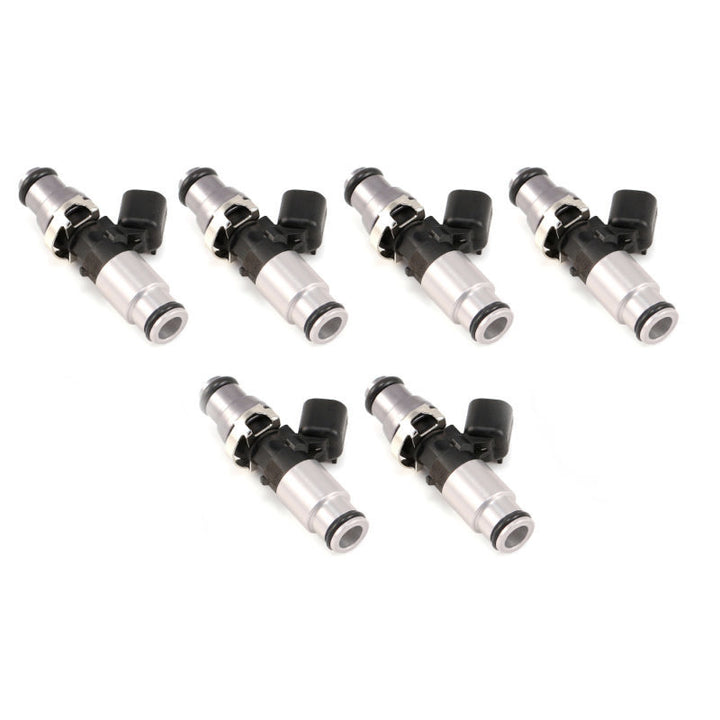 Injector Dynamics 1050X Injectors 14mm (Grey) Adaptor Top - (Silver) Bottom Adapter (Set of 6) - Bull Strap