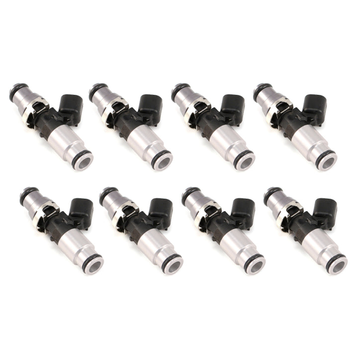Injector Dynamics - 1050cc Injectors 60mm Length 14mm Grey Adaptor Top - Blue Bottom Adap (Set of 8) - Bull Strap