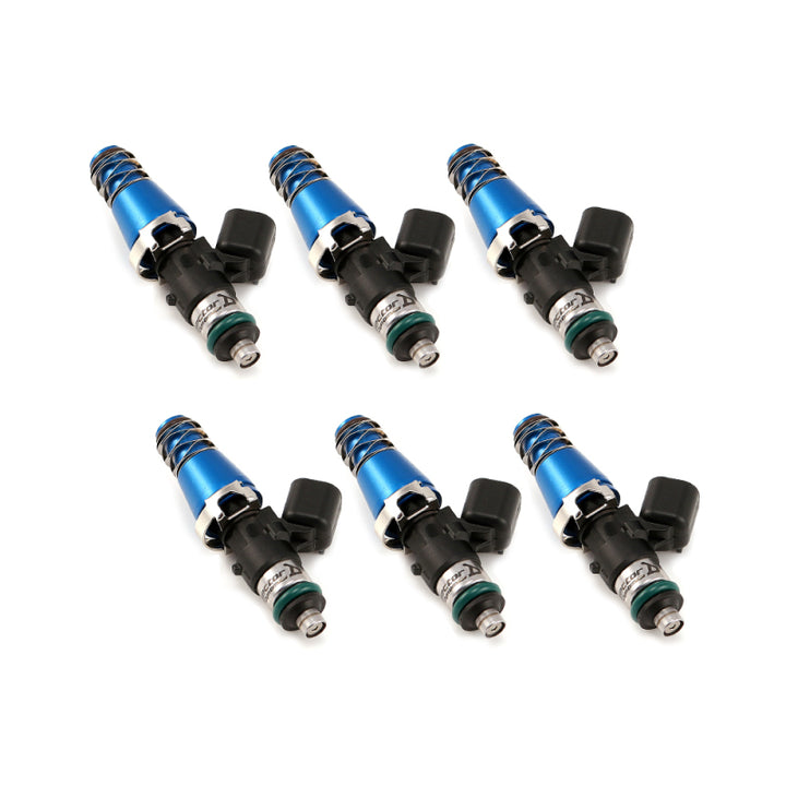 Injector Dynamics 1340cc Injectors - 60mm Length - 11mm Blue Top - 14mm Lower O-Ring (Set of 6) - Bull Strap