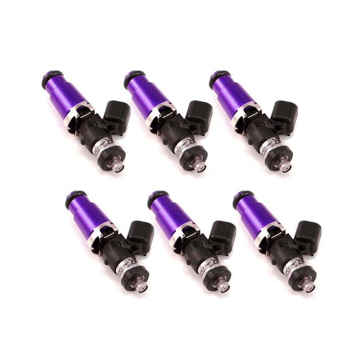 Injector Dynamics ID1050X Injectors 14mm (Purple) Adaptor Tops Denso Lower (Set of 6) - Bull Strap