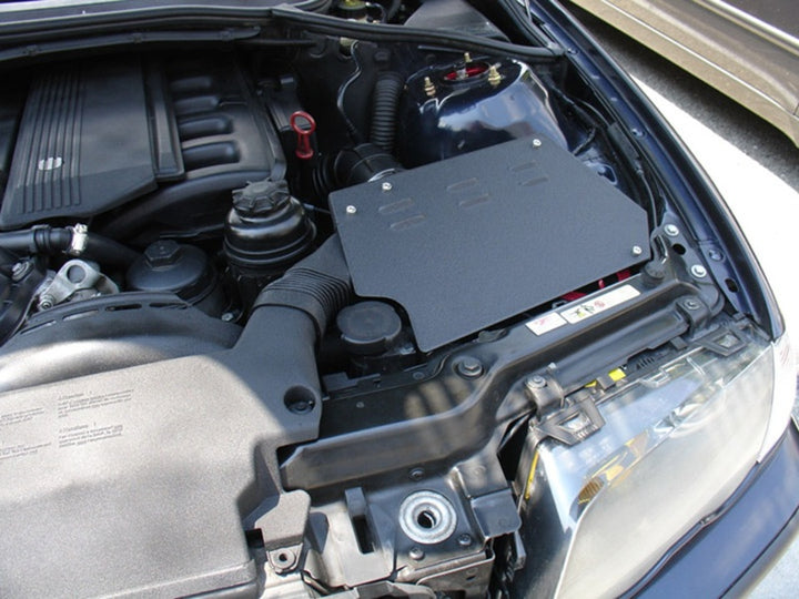 Injen 01-06 BMW 330i E46 3.0L (M54) L-6 Wrinkle Black Short Ram Intake w/ Enc Heat Shield & Adapter - Bull Strap