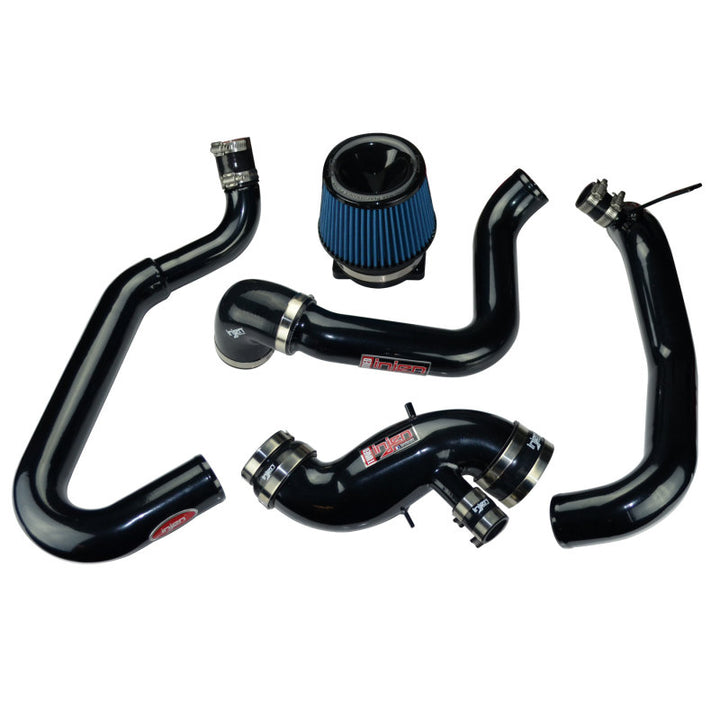 Injen 03-06 Evo 8/9/MR Cast Aluminum Intake System w/ Full Intercooler Piping Black Short Ram Intake - Bull Strap