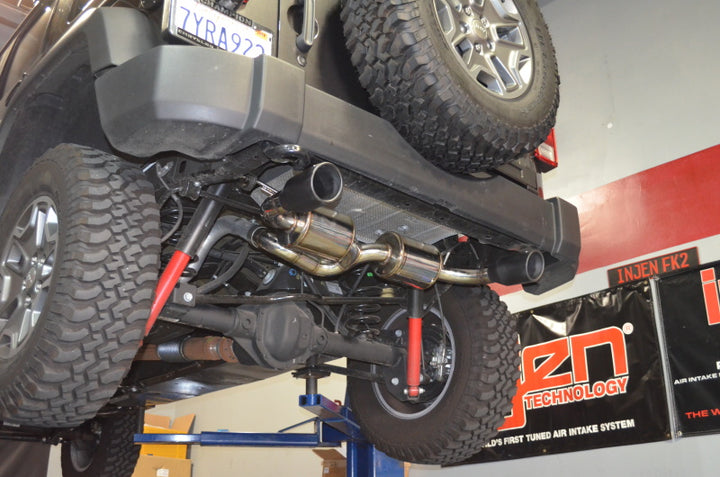 Injen 07-17 Jeep Wrangler JK 3.6L/3.8L 63mm Stealth Black Axle-back Exhaust w/ 4in Black Tips - Bull Strap