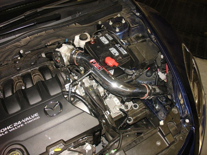 Injen 09-10 Mazda 6 3.7L V6 Black Tuned Cold Air Intake w/ MR Tech and Web Nano-Fiber Dry Filter - Bull Strap