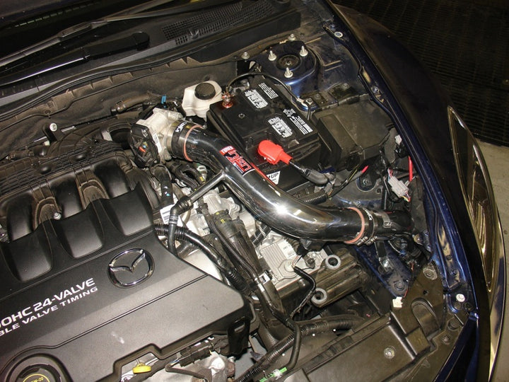 Injen 09-10 Mazda 6 3.7L V6 Black Tuned Cold Air Intake w/ MR Tech and Web Nano-Fiber Dry Filter - Bull Strap