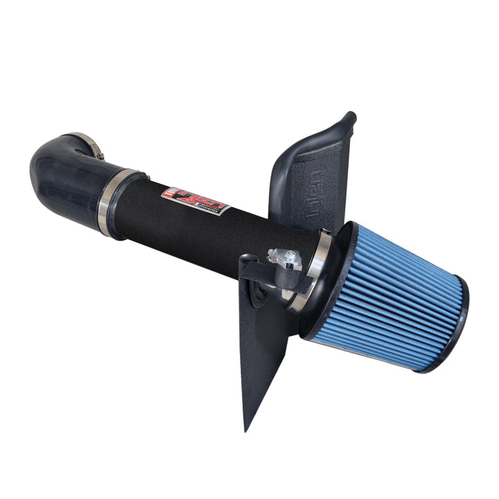 Injen 11-19 Dodge Challenger Hemi 5.7L V8 Wrinkle Black Power-Flow Air Intake System w/Heat Shield - Bull Strap
