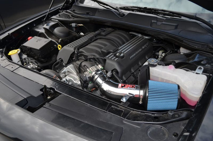 Injen 11-20 Dodge Challenger SRT-8 6.4L V8 Wrinkle Black Power-Flow Short Ram Intake - Bull Strap