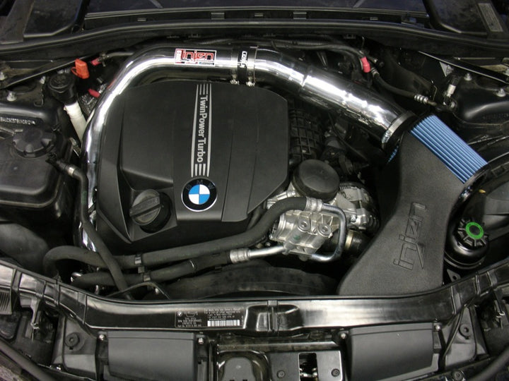 Injen 11 BMW E82 135i (N55) Turbo/E90 335i Wrinkle Black Tuned Air Intake w/ MR Tech, Air Fusion - Bull Strap