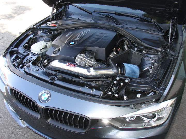 Injen 12-13 BMW 335i (N55) 3.0L L6 (turbo) AUTO TRANS ONLY Wrinkle Black Short Ram Intake w/ MR Tech - Bull Strap