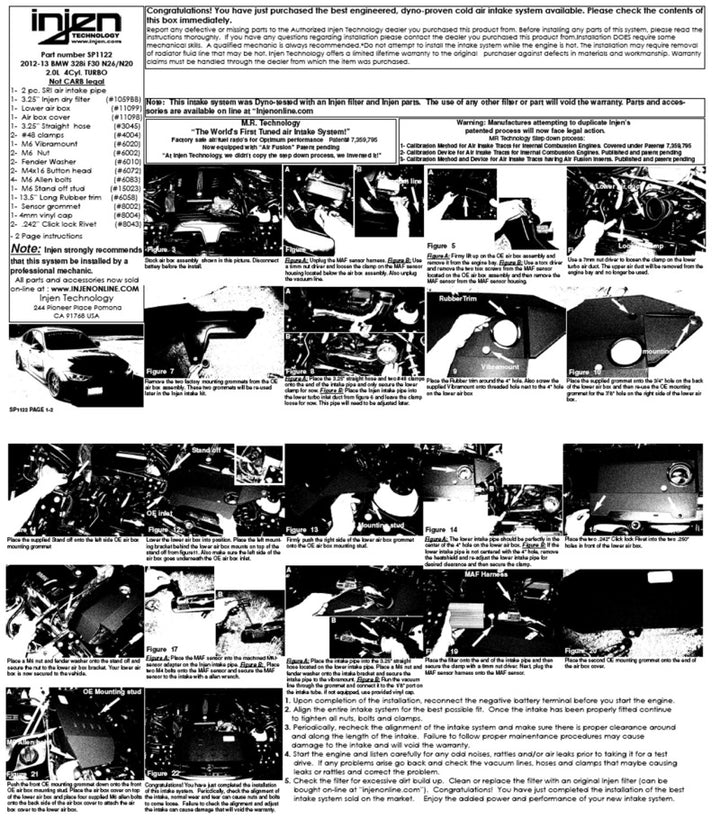 Injen 12-16 BMW 328i F30 N20/N26 2.0L (t) 4cyl Wrinkle Black Short Ram Intake w/ MR Tech & Air Box - Bull Strap