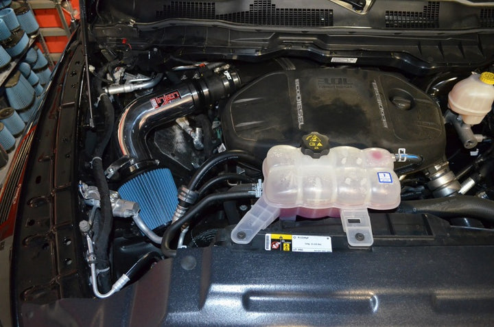 Injen 14-18 Dodge Ram 3.0L V6 Wrinkle Black Power-Flow Short Ram Intake - Bull Strap
