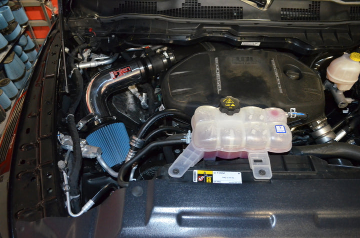 Injen 14-18 Dodge Ram 3.0L V6 Wrinkle Black Power-Flow Short Ram Intake - Bull Strap