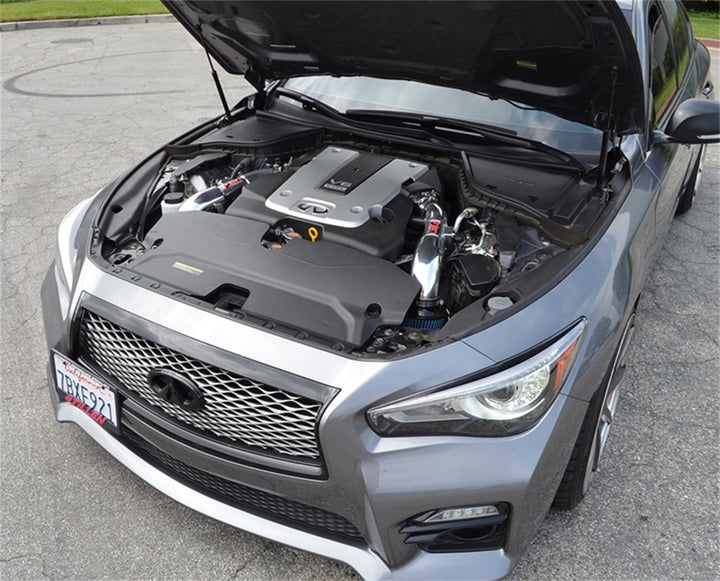 Injen 14 Infiniti Q50 3.7L V6 Polished Dual Short Ram Intake w/ MR Techn and Heat Shields - Bull Strap