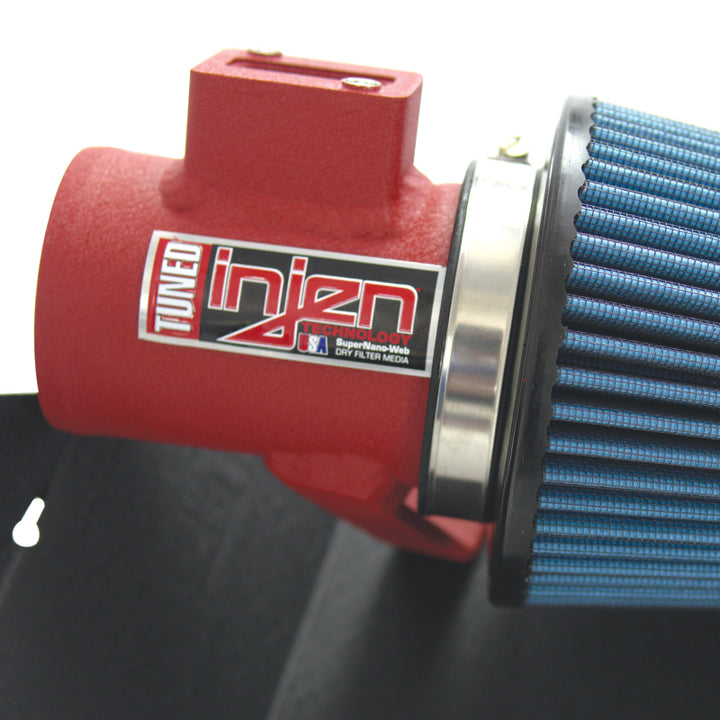 Injen 16-19 Ford Fiesta ST 1.6L Turbo 4Cyl Wrinkle Red Short Ram Intake w/MR Tech (Special order) - Bull Strap