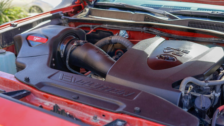 Injen 16-20 Toyota Tacoma V6-3.5L Evolution Cold Air Intake System 8 Layer Cotton Gauze Air Filter - Bull Strap