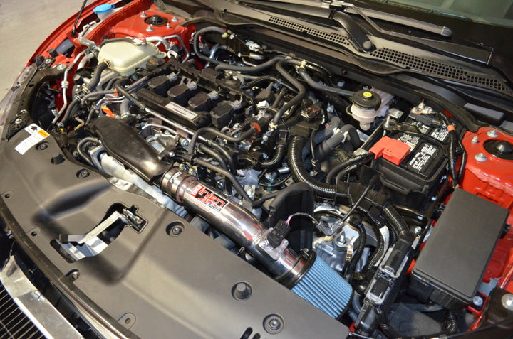 Injen 16-21 Honda Civic 1.5L 4 Cyl. Wrinkle Red Short Ram Intake - Bull Strap
