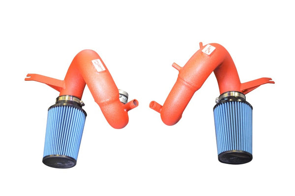 Injen 18-20 Kia Stinger 3.3L Twin Turbo Wrinkle Red Short Ram Air Intake - Bull Strap